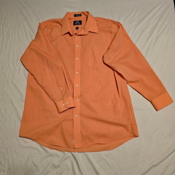 Stafford Orange Broadcloth Button Down Dress Shirt 17   34/35 - Picture 2 of 8